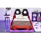 preview thumbnail 17 of 39, Wood Twin Size Race Car-Shaped Kids Platform Bed with LED and Upholstered Backrest, Bedroom Floor Bed Wood Frame for Kids Teens
