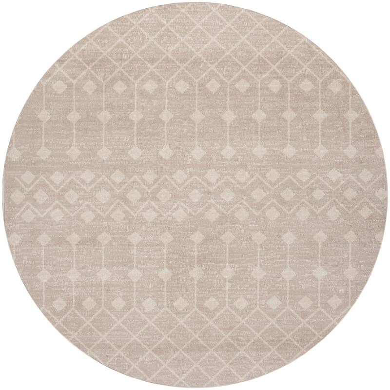 Porch & Den Muirfield Moroccan Bohemian Area Rug - 8' Round - Beige - Round
