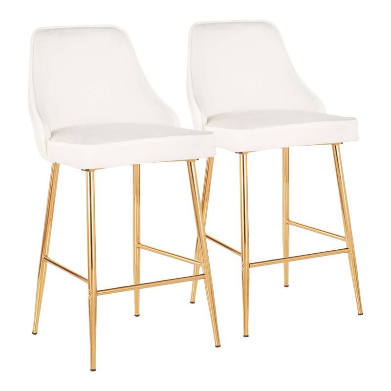 LumiSource Marcel Glam Velvet Gold Metal Counter Stools (Set of 2)