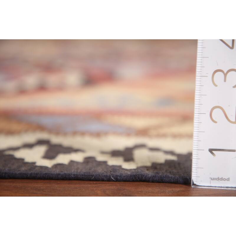 Vegetable Dye Kilim Qashqai Persian Vintage Rug Multi Wool Carpet - 4'6"x 9'4"