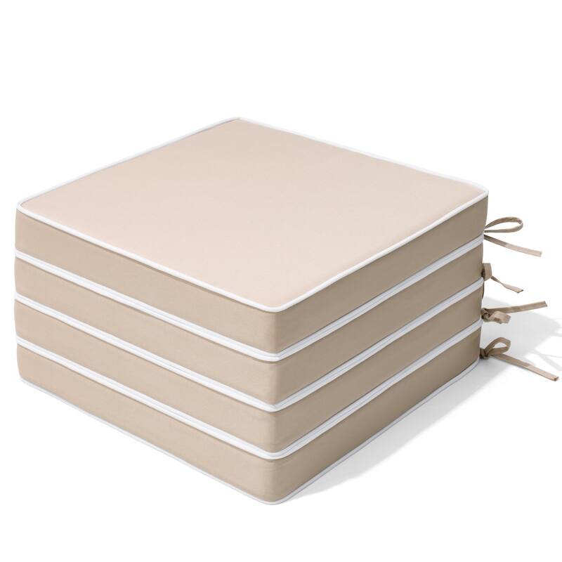 VredHom 17''/18.8'' Square Outdoor Chair Pad (Set of 2/4) - Beige-4PC - 17''X17''X2.5''