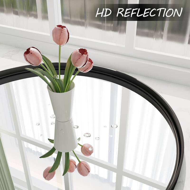 Round Tempered Glass and Metal Framed French Cleat Mounted Wall Bathroom / Vanity Mirror