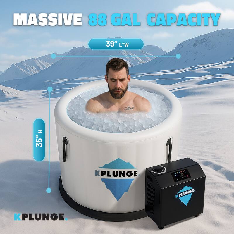 Arctic 1-Person Inflatable Cold Plunge Ice Bath Tub/Hot Tub with PVC Insulated Lid, Pump, and Repair Kit in Gray