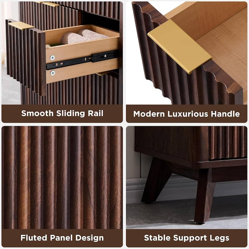 Modern Fluted Bathroom Vanity with Sink, Bathroom Cabinet, Washstand