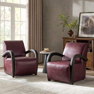 HULALA HOME Honor Modern 32" Genuine Leather Armchair Set of 2 - Bed ...