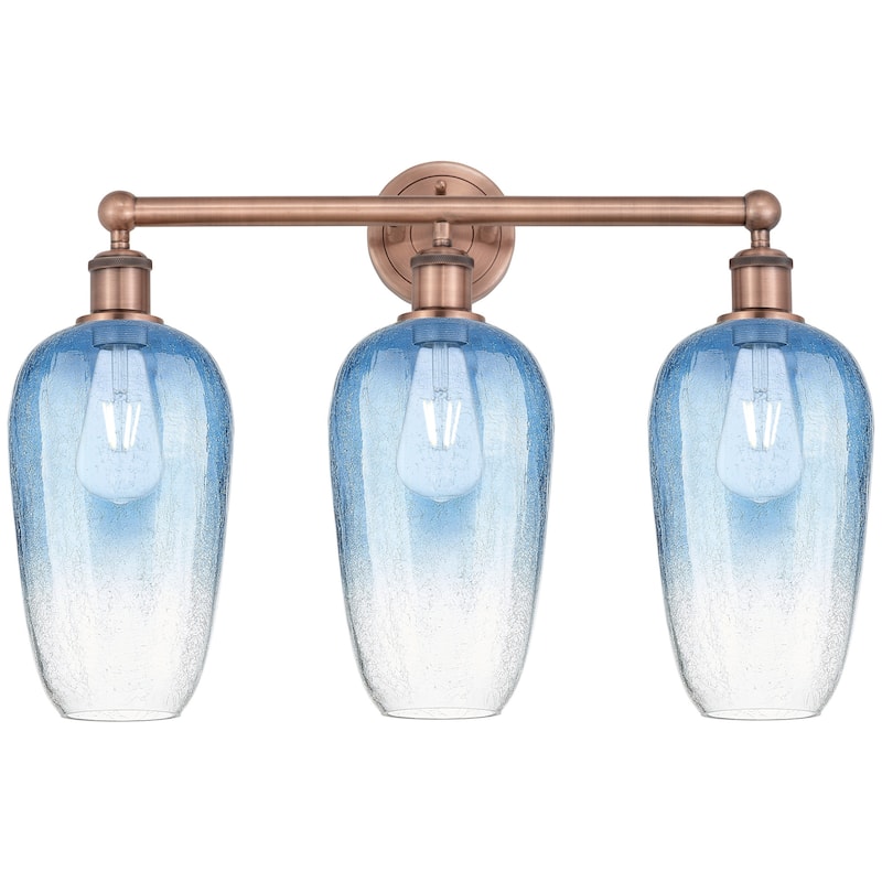 Innovations Lighting 616-3W-18-25 Brookhaven Flute Vanity Brookhaven - Antique Copper / Sapphire Blue