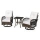 preview thumbnail 11 of 46, EROMMY Outdoor 3 Pieces Swivel Rocker Patio Chair Sets with Glass Table, All-Weather Wicker & Thickened Cushions for Backyard