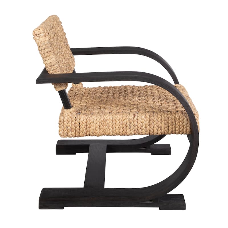 Curved Solid Wood Framed Accent Chair - 31" - Black