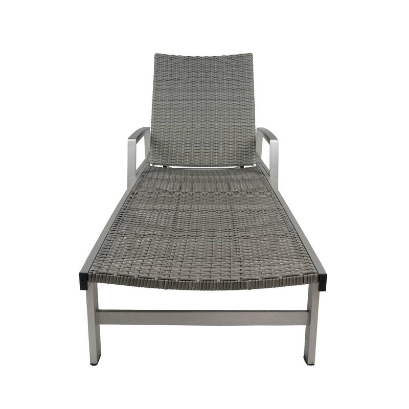 Roomfitters Oxton Outdoor Aluminum Chaise Lounge with Breathable Mesh Seat, Patio Recliner, Grey
