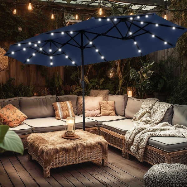 Ainfox 13ft Double-sided Patio Umbrella Solar LED Lighted