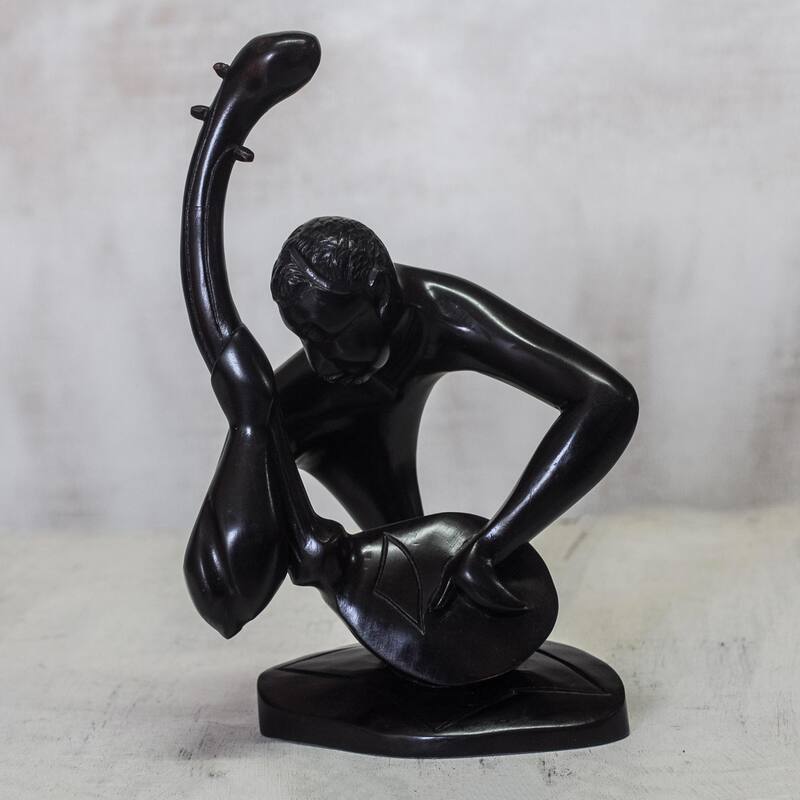 Novica Handmade Guitar Player Wood Sculpture