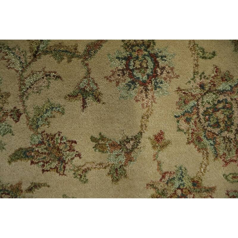 Hand Knotted Oriental 100% Wool Carpet Traditional All-Over Beige & Ivories Agra Area Rug - 8' 10'' X 6' 0''