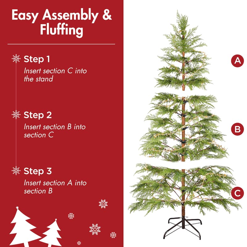 6 Feet Artificial Full Christmas Tree Includes LED Lights and Metal Stand, 612 Tips Full Tree,Xmas Decoration
