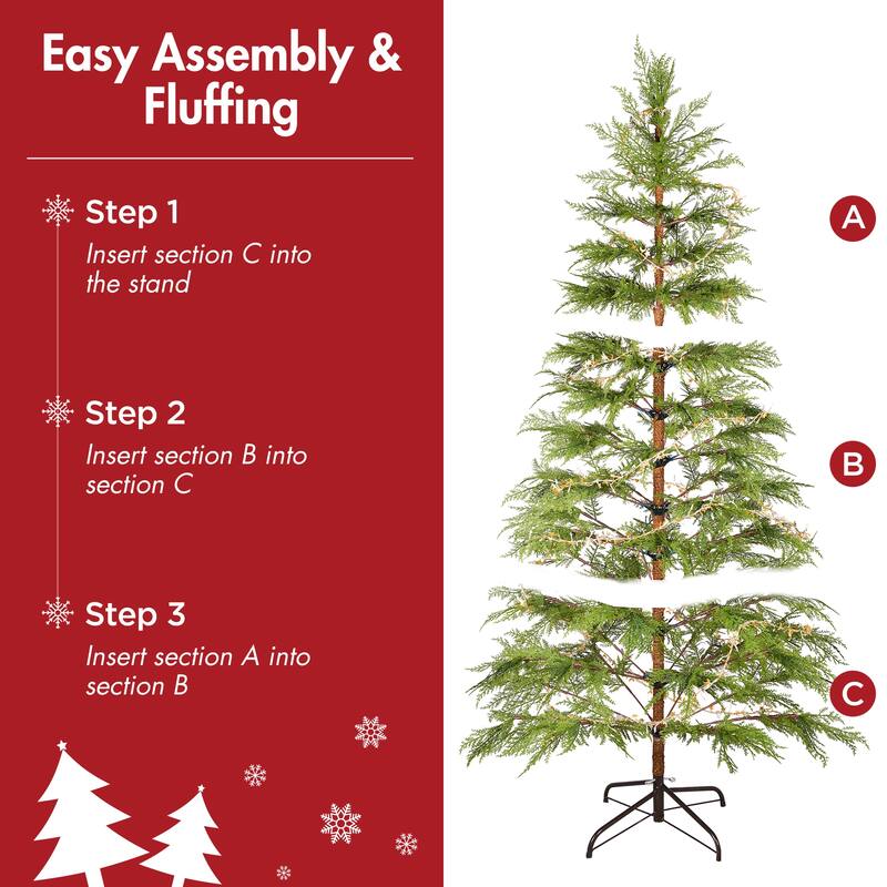 6FT Artificial Christmas Tree with 300 LED Lights, 612 Tips, Full Green PE Hinged Tree with Metal Stand