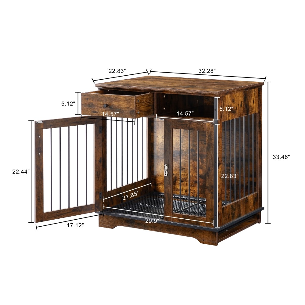 Wooden Dog Crate,Indoor Pet Crate End Table,Furniture Removable
