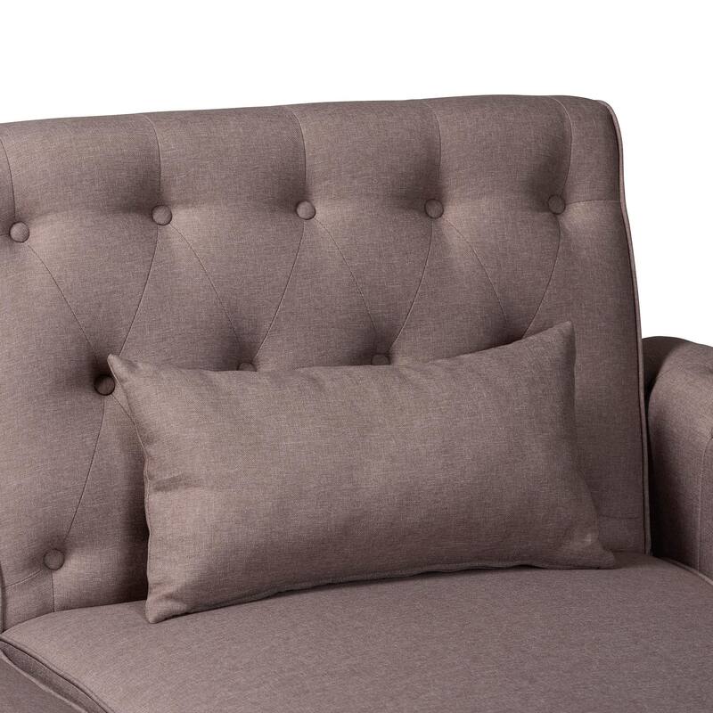 Chesterfield Retro-Modern Clay Fabric Upholstered Convertible Sofa Bed
