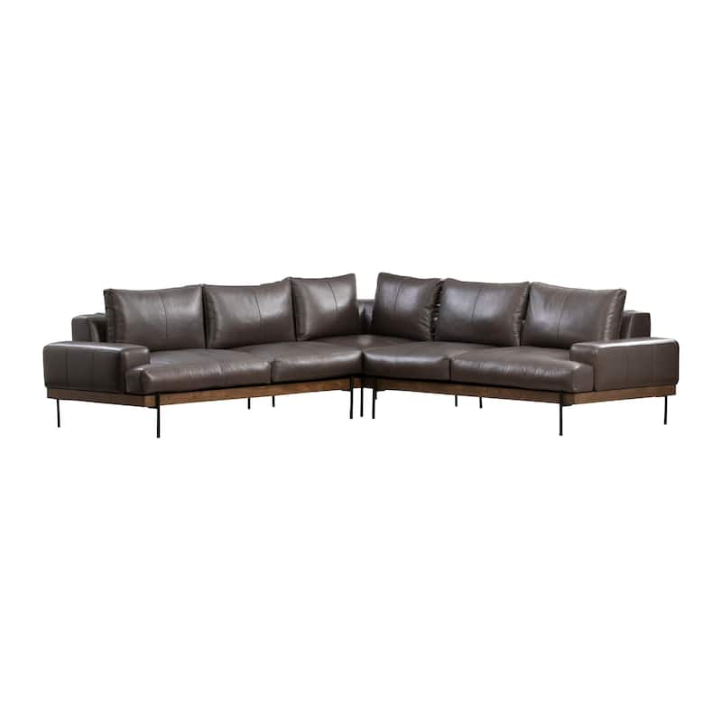 Largo Top Grain Leather Sectional - Symmetrical - Brown