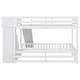 preview thumbnail 14 of 18, Twin Over Full Size Floor Bunk Bed with Slide and Safety Guardrails, Wooden Bunk Bedframe with Storage Staircase and Fence