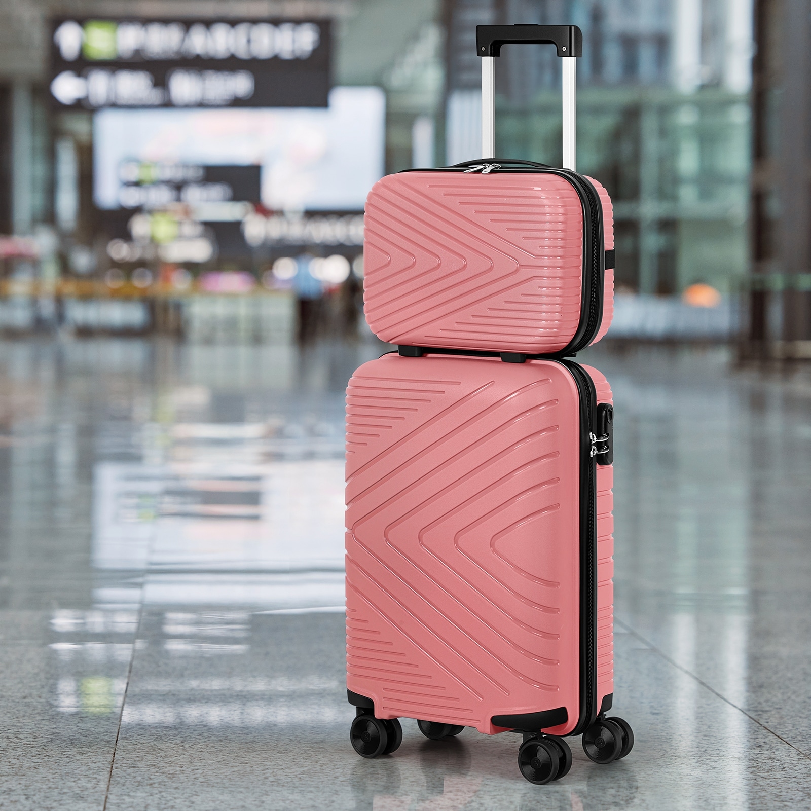 Carry On Luggage 2 Piece Set, PP, Triangle Pattern