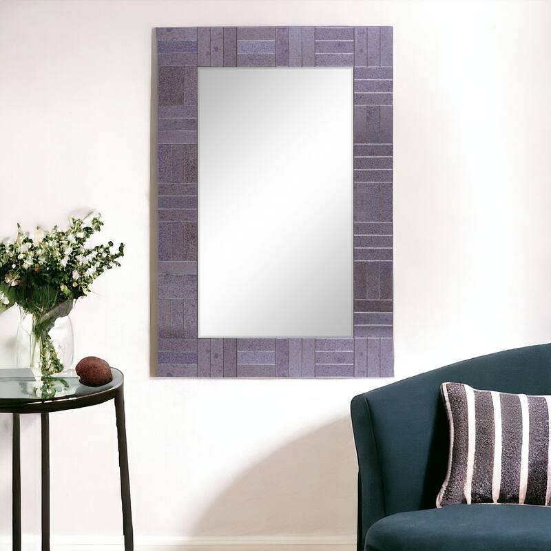 HomeRoots 35" Gray Glass Framed Accent Mirror - 23.63