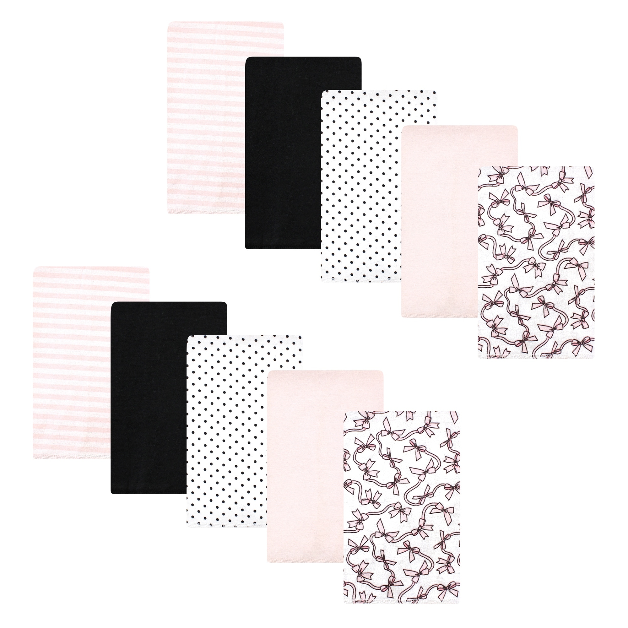 Hudson Baby Infant Girl Cotton Flannel Burp Cloths, Pink Bows 10 Pack, One Size - Pink Bows 10 Pack - One Size
