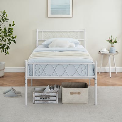 Bed Frame with Headboard and Footboard for Girls and Boys