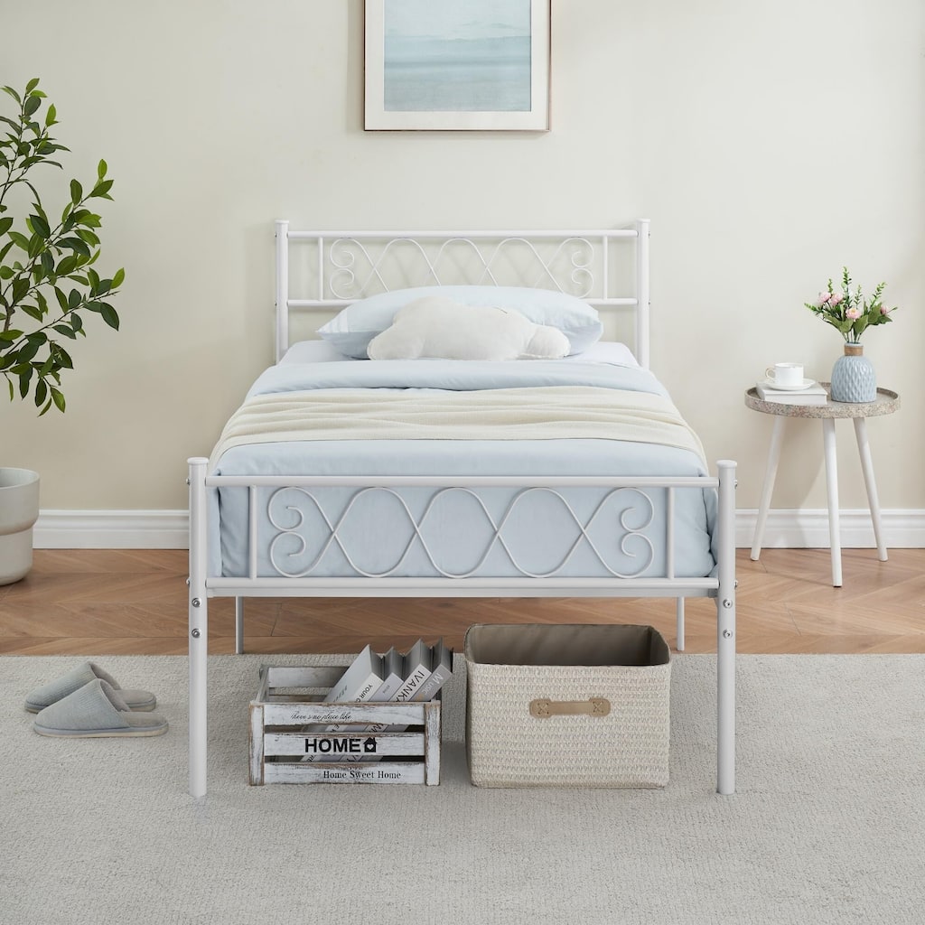 Bed Frame with Headboard and Footboard for Girls and Boys