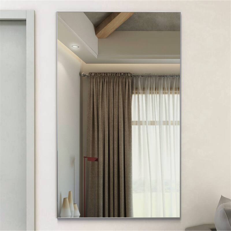 60" x 36" Modern Rectangle Bathroom Mirror with Aluminum Frame