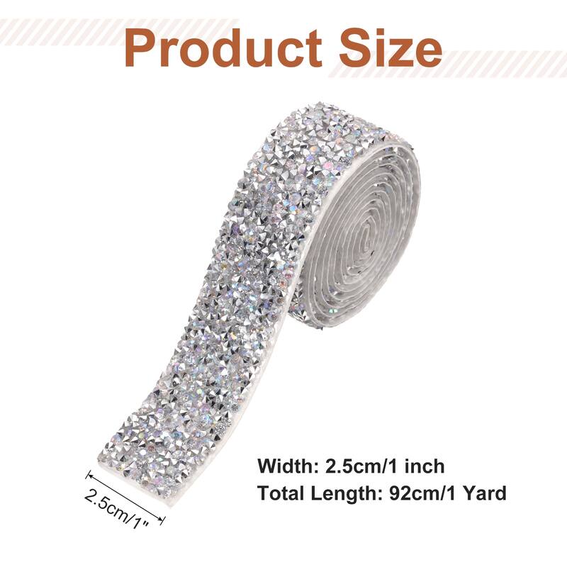 Crystal Rhinestone Sticker Ribbon - Silver AB - 1 Inch