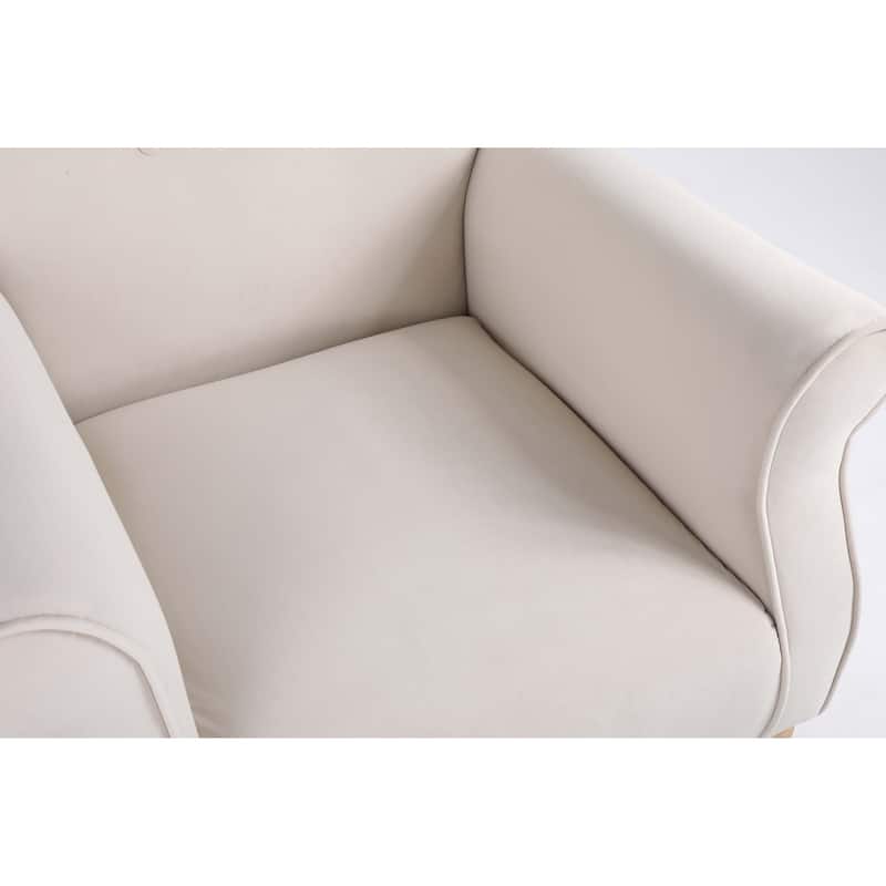 Nursery Rocking Chair with High Back, Modern Baby Room Rocker with Padded Seat, Comfortable Fabric Armchair