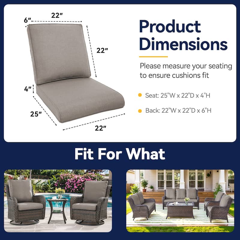2 Pair Patio Soft Cushions for Outside