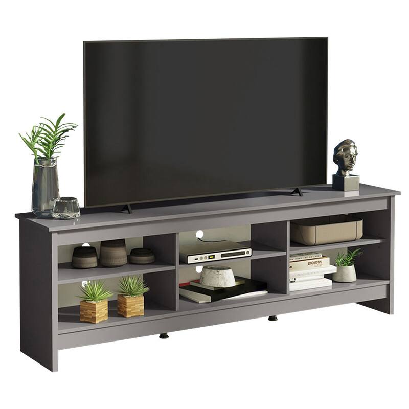 Madesa Media Console TV Stand Entertainment Center with 6 Shelves and Cable Management for 65, 75 Inch Television