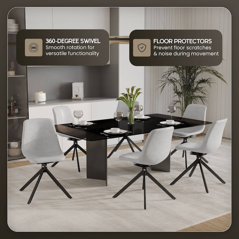 Markley Leather Dining Chair 360 Degree Swivel with Iron legs Modern Accent Side Chair