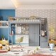 preview thumbnail 2 of 33, Twin size Loft Bed with Bookshelf,Drawers,Desk,and Wardrobe Grey