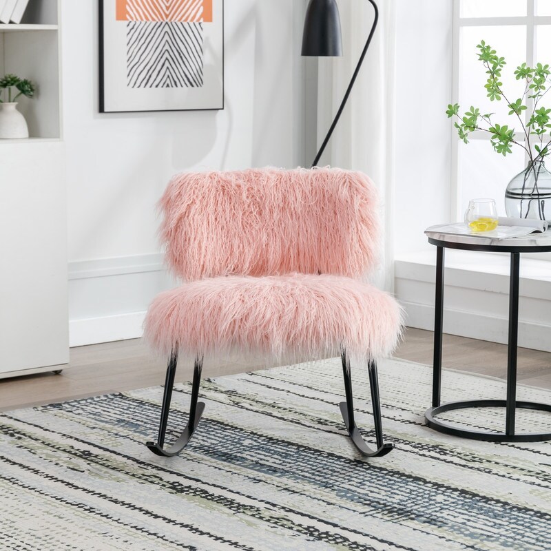 Pink fluffy chair sales
