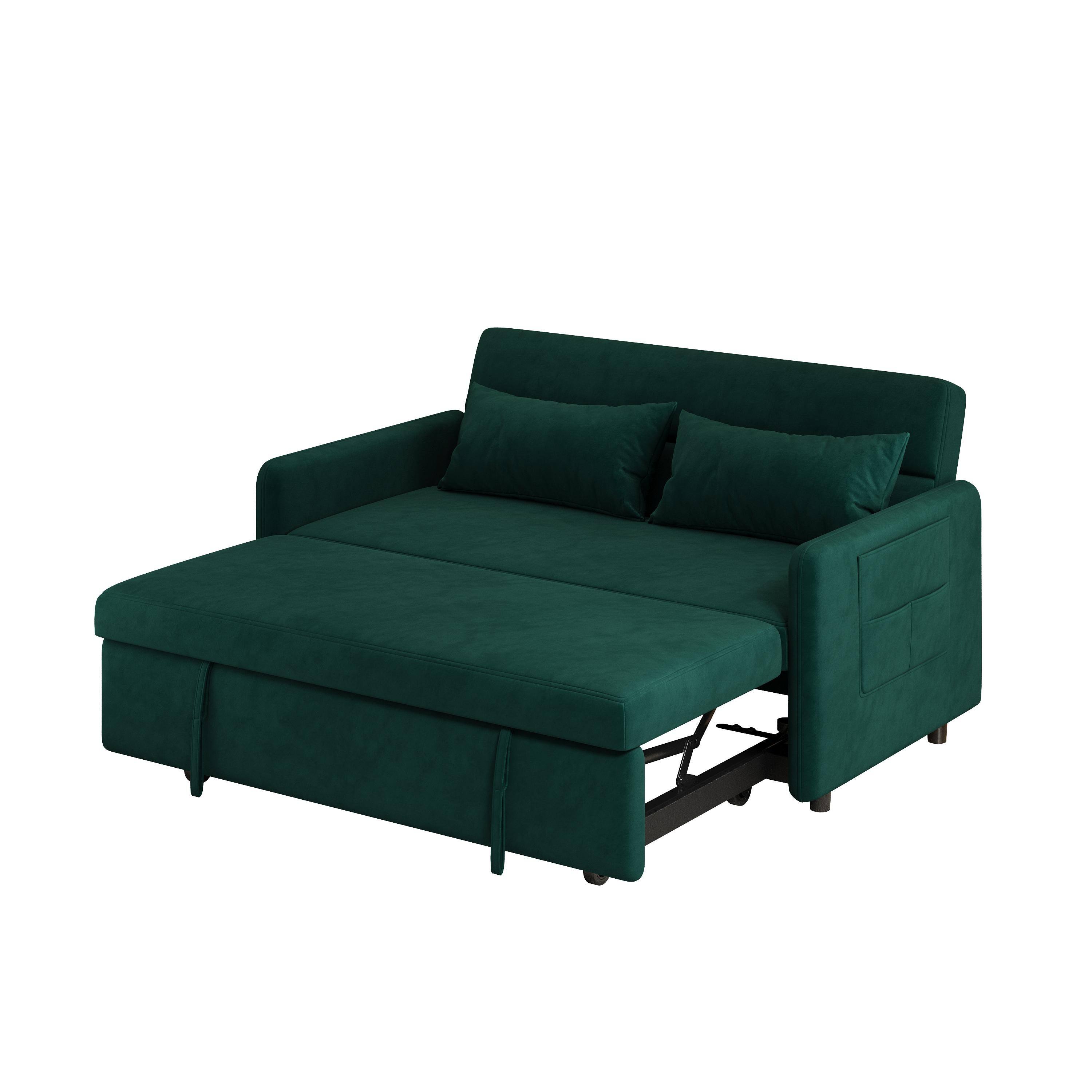 Modern Velvet Upholstered Sleeper Loveseat with Pullout Bed