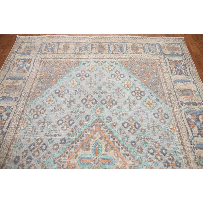 Hand Knotted Oriental 100% Wool Carpet Traditional Medallion Navy Blue & Blues Joshaghan Area Rug - 9' 6'' X 6' 3''