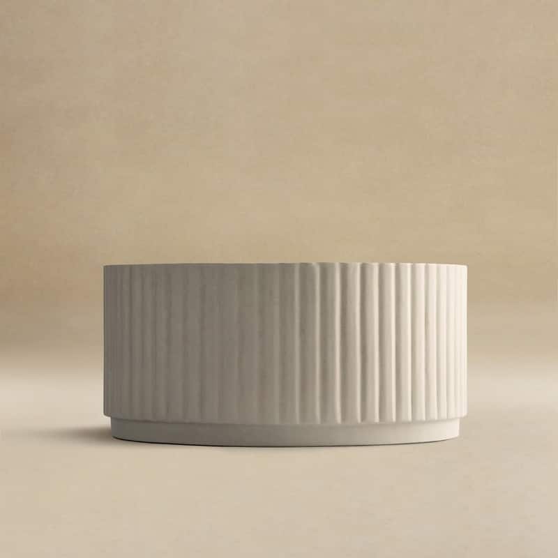 Modern Ribbed Round Concrete Coffee Table