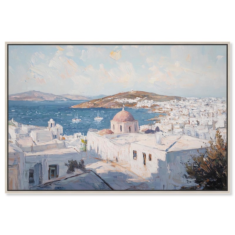Early Morning Greece Canvas by Art Remedy - Silver - 24" x 16"