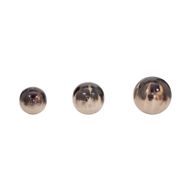 Sagebrook Home Set Of 3 4/5/6" Metal Abstract Round Galaxy Orbs