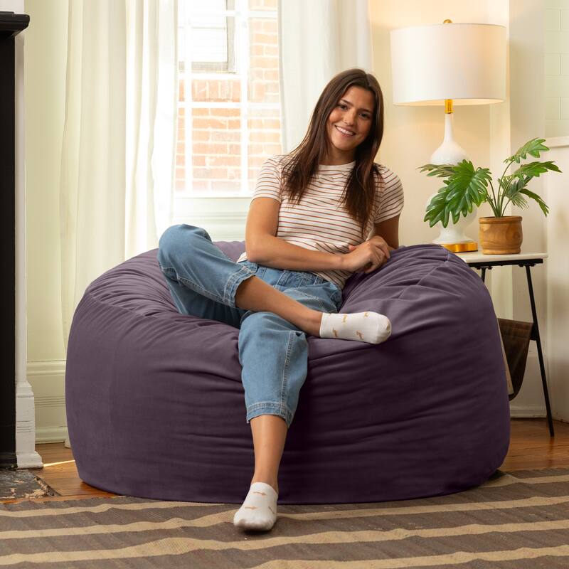 Jaxx Saxx 4ft - Large Round Bean Bag for Adults - Lush Velvet
