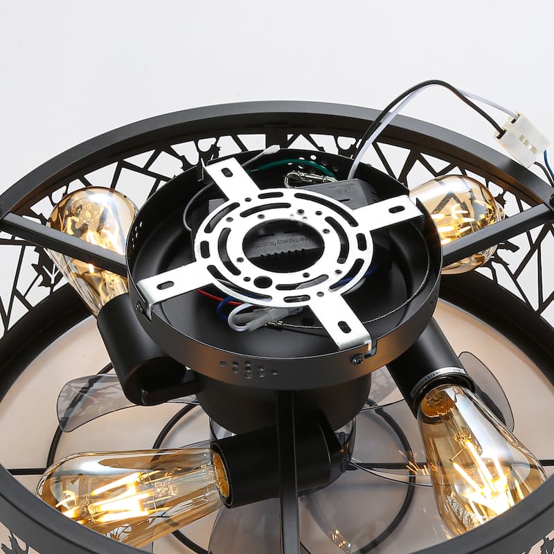 16.5-in Vintage Distressed White/Black Low Profile Ceiling Fan with Remote Control(7-blade)