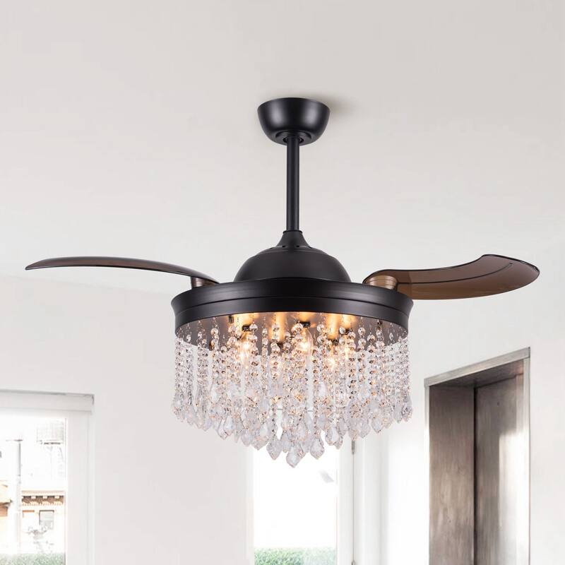 Silver Orchid Shearer 3-blade 42-inch Chrome/Crystal Ceiling Fan Chandelier