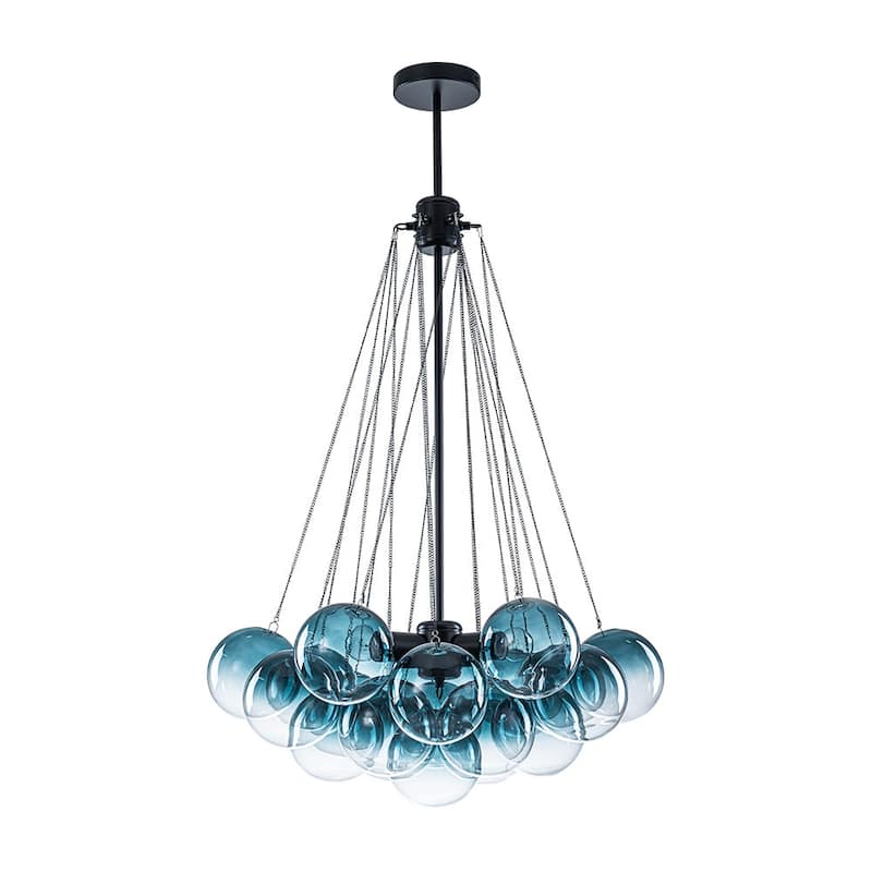 Dramatic 3-Light Gradient Transparent Glass Bubble Chandelier - 15.7 in