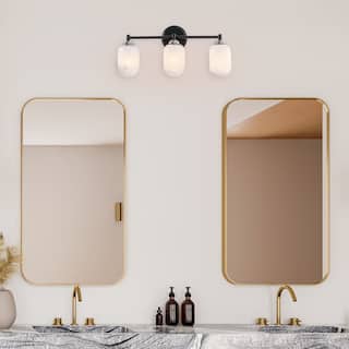 Seren - 3-Light Matte Black Wall Sconce Light with Handmade Glass Shades, Modern Style Wall Lamp - 9" x 20.5"