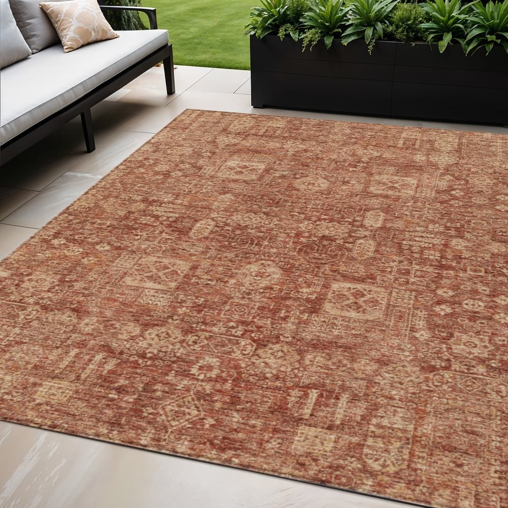 HomeRoots Oriental Transitional Rectangle Outdoor Rug
