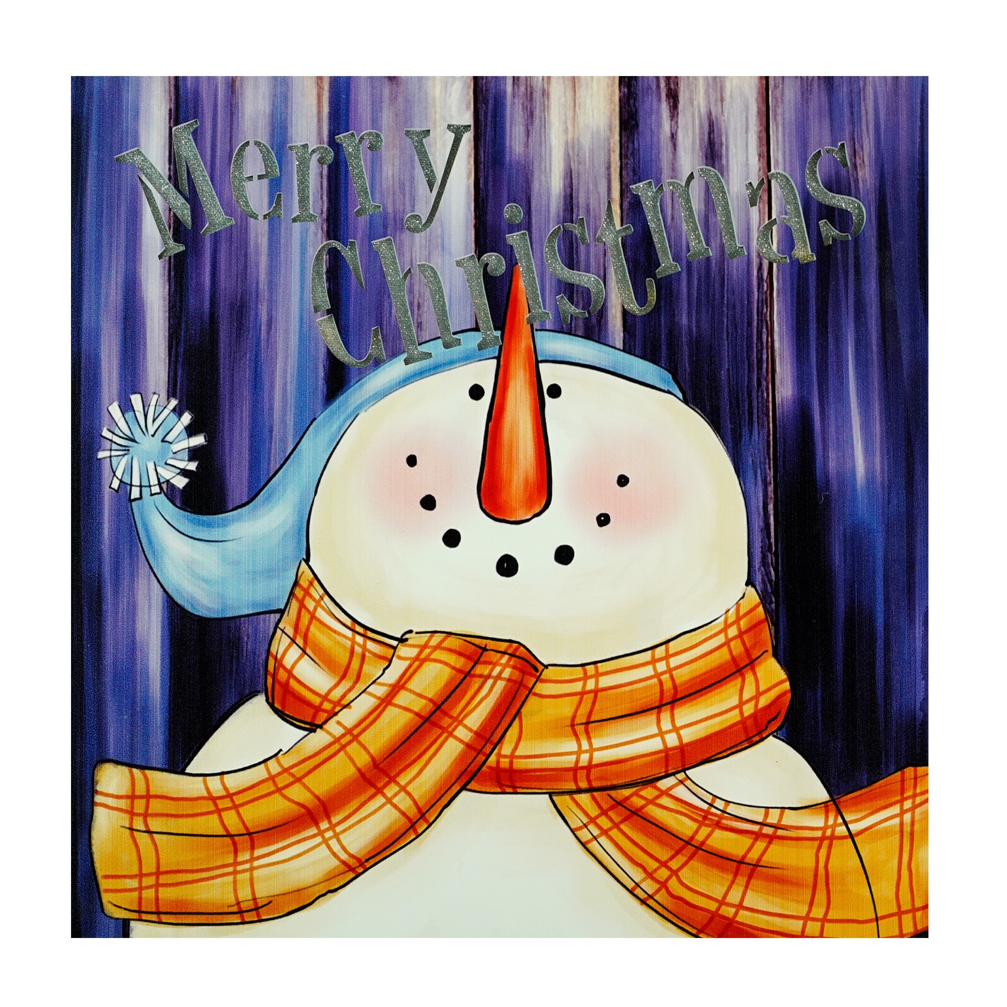 LED "Merry Christmas" Snowman Canvas Wall Art 11.75" x 11.75"