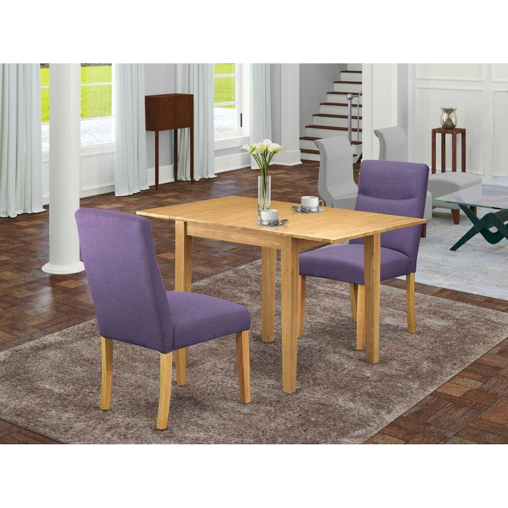 HomeStock 3-Piece Natural Brown Oak Finish Solid Wood Top Dining Table Set