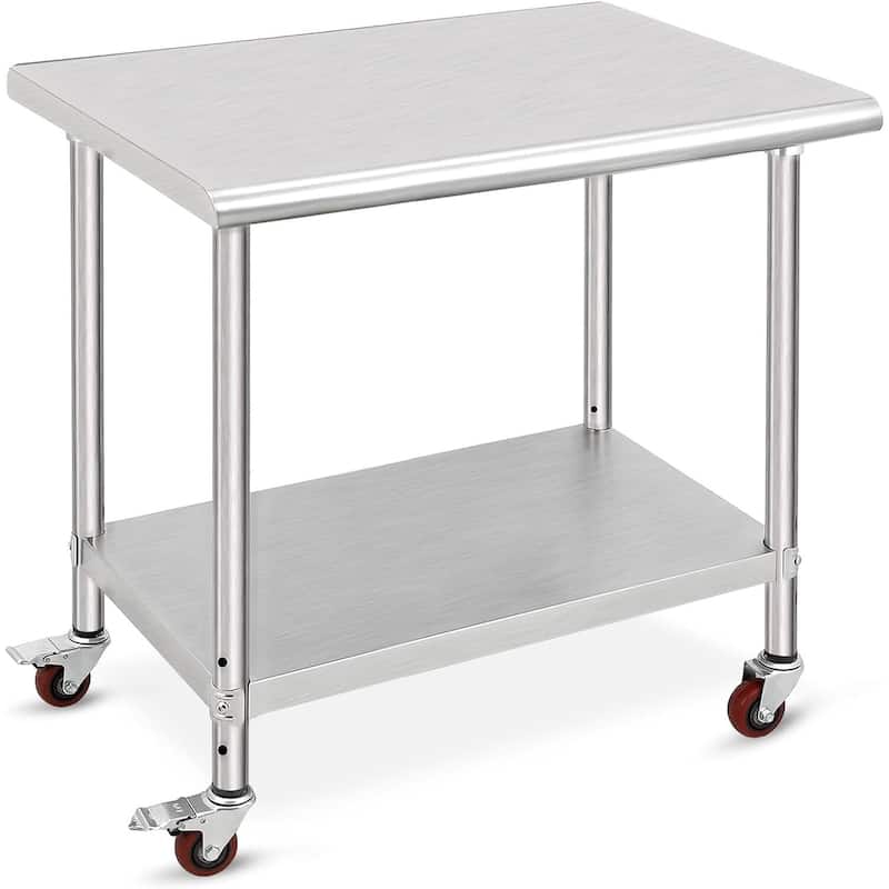 30" x 24" Stainless Steel Work Table with Under Shelf - 30 x 24 - 30 x 24