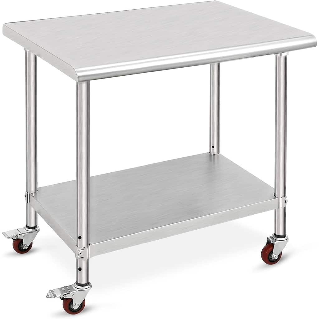 30" x 24" Stainless Steel Work Table with Under Shelf - 30 x 24